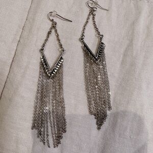 Silvertone chain earrings